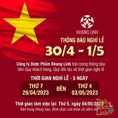 THÔNG BÁO LỊCH NGHỈ LỄ 30-4, 1-5 NĂM 2023